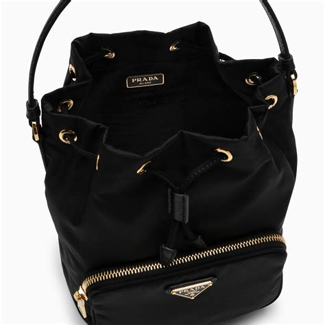 prada duet leather bucket bag|Prada drawstring bucket bag.